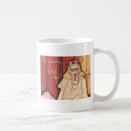 alte Dame und Zigarre Kaffeetasse (Rechts)