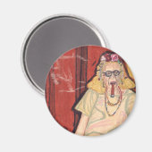 alte Dame und Zigarre Magnet (Vorderseite/Rückseite)