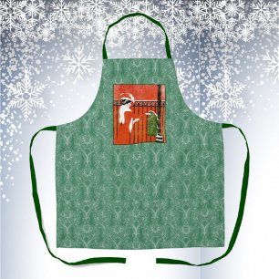 Alte Dame verschickt Weihnachtskarten per Post Schürze