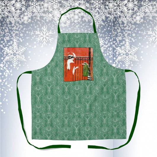 Alte Dame verschickt Weihnachtskarten per Post Schürze