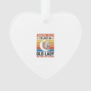 Alte Dame Wildcat Vintage Lustiges Shirt Design_1 Ornament