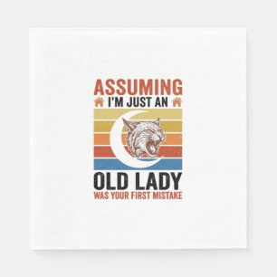 Alte Dame Wildcat Vintage Lustiges Shirt Design_1 Serviette