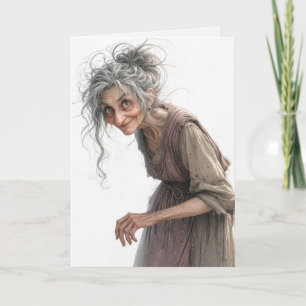 Alte Dame zum Geburtstag in verblasster Kleidung Karte