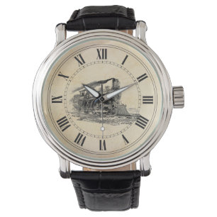 Alte Dampf-Lokomotive Armbanduhr