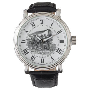 Alte Dampf-Lokomotive Armbanduhr