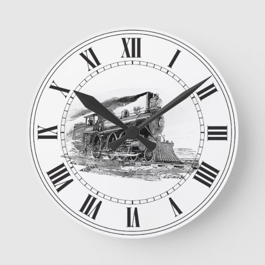 Alte Dampf-Lokomotive Runde Wanduhr (Vorderseite)