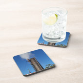 alte Dampfpfeife mit weißem Dampfstrahl Untersetzer (Rechte Seite)