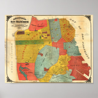 Alte detaillierte Karte von San Francisco 1876 Poster