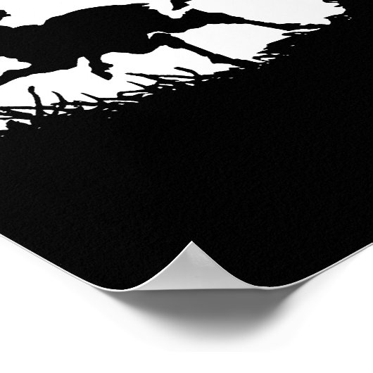 Alte deutsche Gravur des Fleeing Deer im Wald Poster (Ecke)