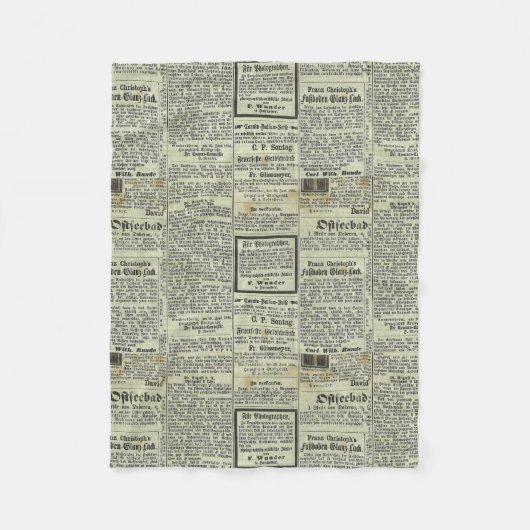 Alte deutsche Zeitungsdecke Fleecedecke (Vorderseite)