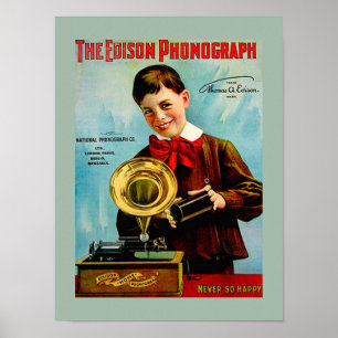 Alte Edison Phonographenwalzen Plattenspieler Anze Poster