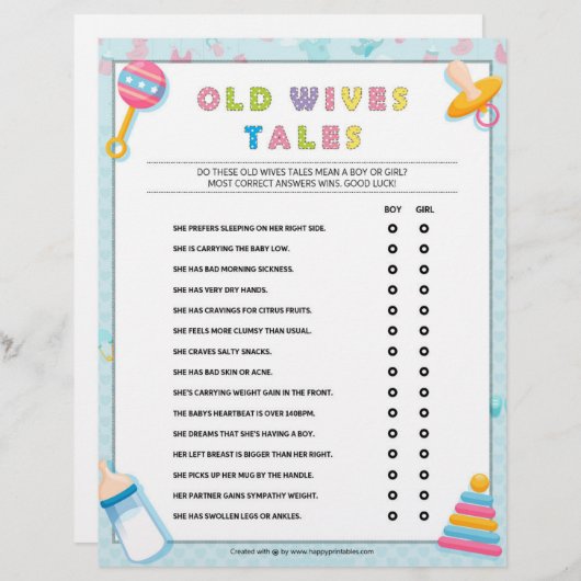 Alte Ehefrauen - Geschichten [Baby Basics Blue] Briefbogen (Vorne/Hinten)