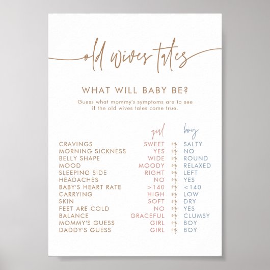 Alte Ehefrauen - Karte | Boho Gender Reveal Game Poster (Vorne)