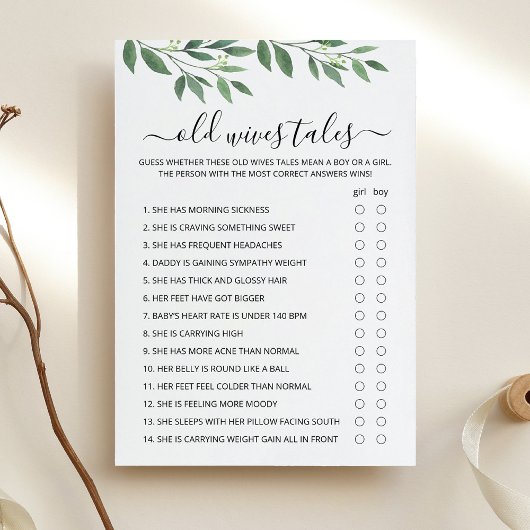 Alte Ehefrauen Males Game Baby Dusche Party Karte