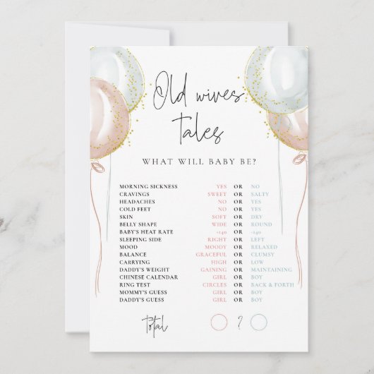 Alte Ehefrauen: Rosa und blaue Genderkarte Einladung (Vorderseite)