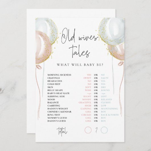 Alte Ehefrauen: Rosa und blaue Genderkarte Einladung (Vorne/Hinten)