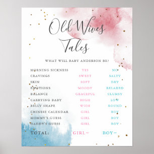 Alte Ehefrauen Tales Pink Blue Aquarell Splash Zei Poster