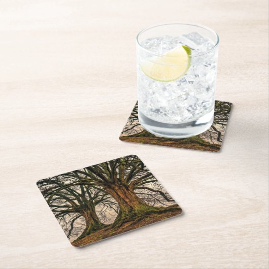 Alte Eiche im Winter Rechteckiger Pappuntersetzer (Vor Ort)