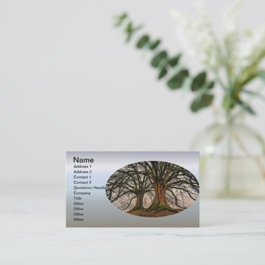Alte Eiche im Winter Visitenkarte (Stehend Vorderseite)