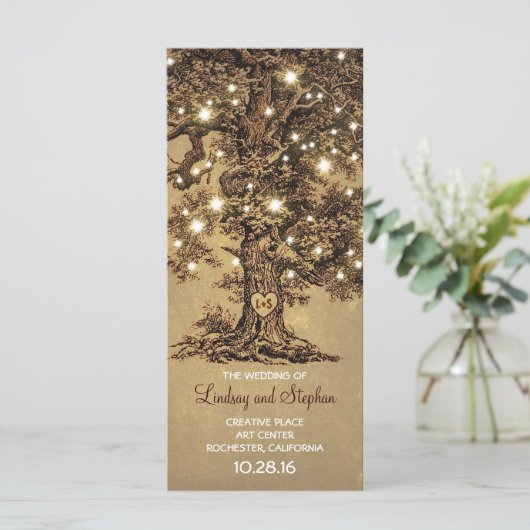 alte Eiche rustikale Hochzeitsprogramme Programm (Stehend Vorderseite)