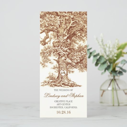 alte Eiche rustikale Hochzeitsprogramme Programm (Stehend Vorderseite)