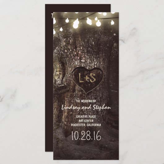 alte Eiche rustikale Hochzeitsprogramme Programm (Vorne/Hinten)