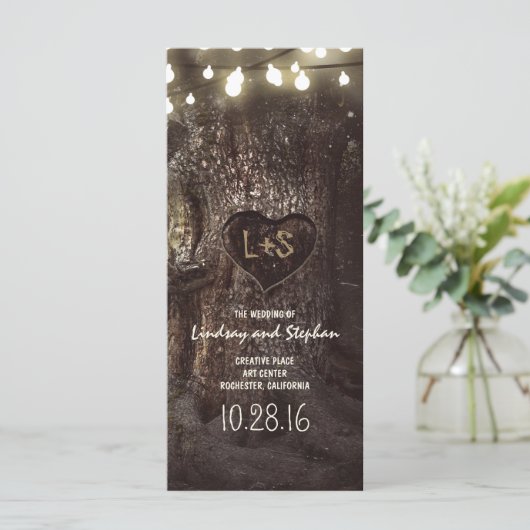 alte Eiche rustikale Hochzeitsprogramme Programm (Stehend Vorderseite)