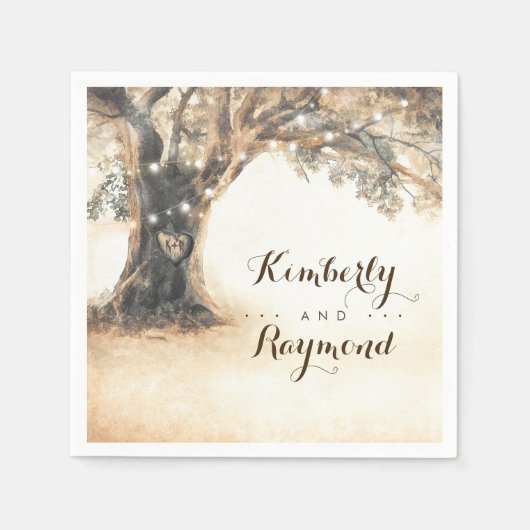Alte Eichenbaum Rustikale Hochzeit Serviette (Vorderseite)