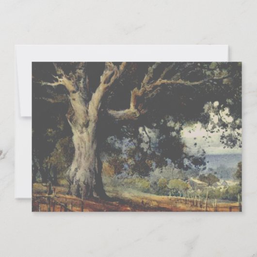 Alte Eichenbaum-Saitenweihe Rustikale Hochzeit Einladung (Rückseite)