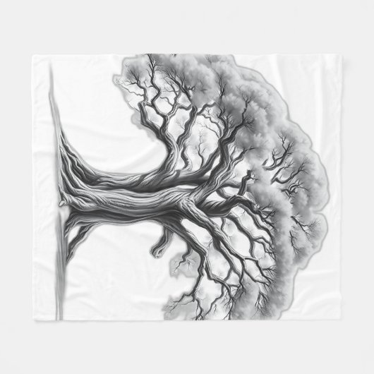 Alte Eichenbaumkunst Fleecedecke (Vorderseite (Horizontal))