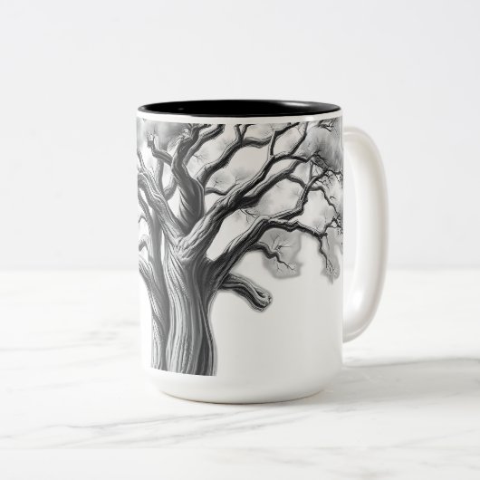 Alte Eichenbaumkunst Zweifarbige Tasse (VorderseiteRechts)