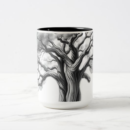 Alte Eichenbaumkunst Zweifarbige Tasse (Mittel)