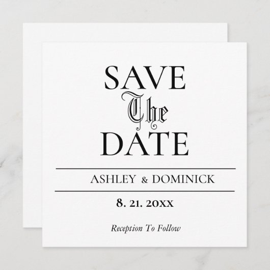 Alte Elegante Save the Date Hochzeitkarte (Vorne/Hinten)