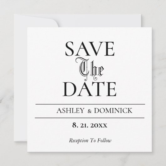 Alte Elegante Save the Date Hochzeitkarte (Vorderseite)