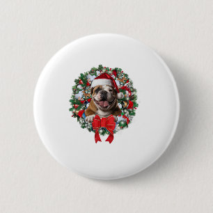 Alte englische Bulldog Weihnachtsfeier Dekoration Button
