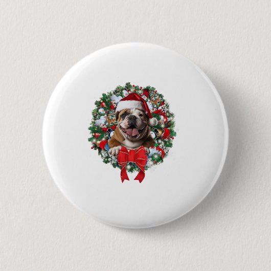 Alte englische Bulldog Weihnachtsfeier Dekoration Button (Vorderseite)