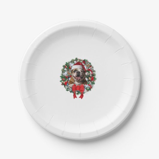 Alte englische Bulldog Weihnachtsfeier Dekoration Pappteller (Vorderseite)