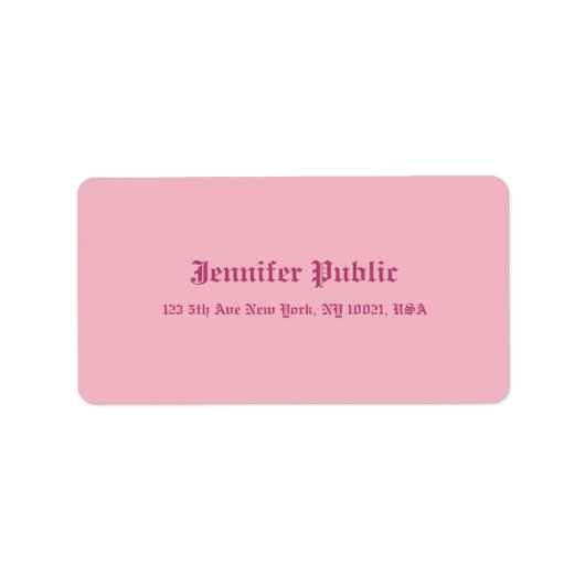 Alte englische Hand Skripttext Elegante rosa Vorla Adressaufkleber (Vorne)
