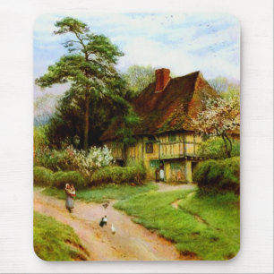Alte englische Land-Hütte Mousepad