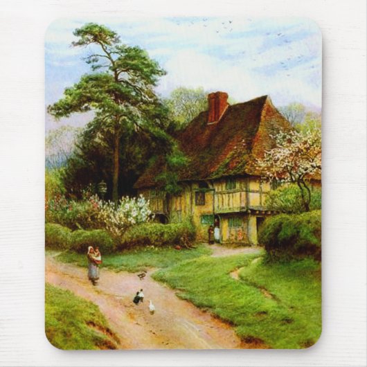 Alte englische Land-Hütte Mousepad (Vorne)