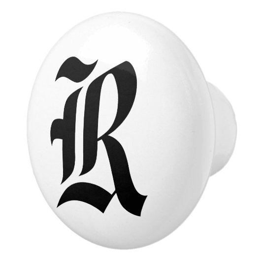 Alte englische mit Monogramm Fach-Griffe Keramikknauf (Rechts)