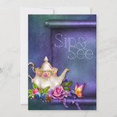 Alte englische Rose Tee Party Sip & See Babydusche Einladung (Vorderseite)