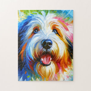 Alte Englische Schäferhund-Hundeporträt-Acryl-Kuns Puzzle
