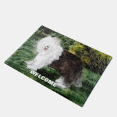 Alte englische Schäferhund-Kunst, die Sie begrüßt! Fußmatte (Schrägansicht)