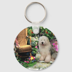 Alte englische Schäferhund-Kunst-Geschenke Schlüsselanhänger