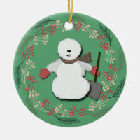 Alte englische Schäferhund-Schneemann-Verzierung