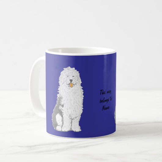 Alte englische Schäferhund-Tassen, addieren Namen Kaffeetasse (Vorderseite Links)