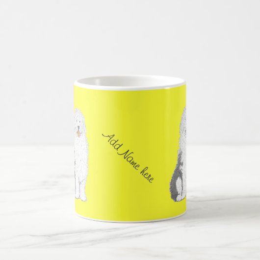 Alte englische Schäferhund-Tassen addieren Namen Kaffeetasse (Mittel)