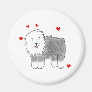 Alte englische Schäferhund-Valentinsgruß-Ohren Magnet
