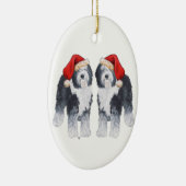 Alte englische Schäferhund-Weihnachtsmannmütze Keramik Ornament (Rechts)